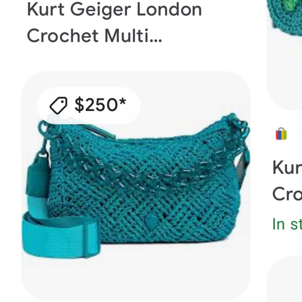 Kurt Geiger Blue Crochet Women's Bag, NWT - Picture 3 of 7